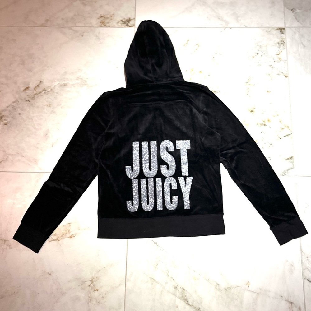 Vintage SET Juicy Couture BLING JUICY xL  jacket sm pant Y2K  Black JG000844